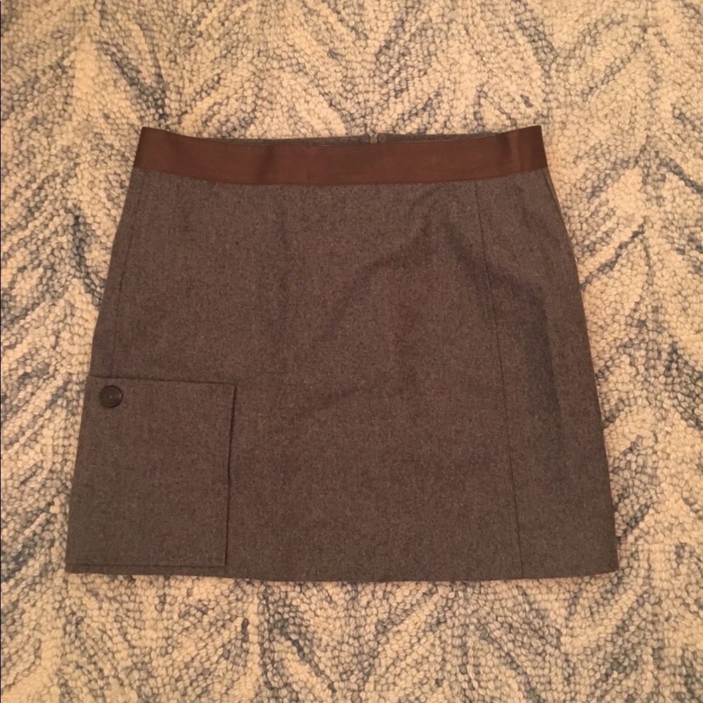Brunello Cucinelli wool and leather skirt